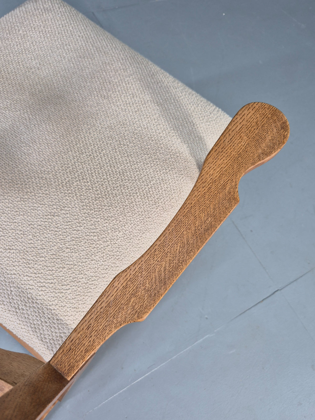Vintage Danish Rocking Chair by Henning Kjaernulf Oak and Oatmeal 1970s  EB13042