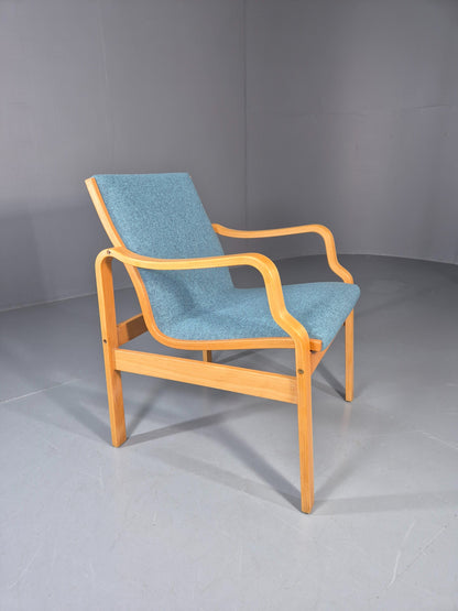 Vintage Farstrup Mid Century Chair New blue Upholstery Bentwood Frame EB11211