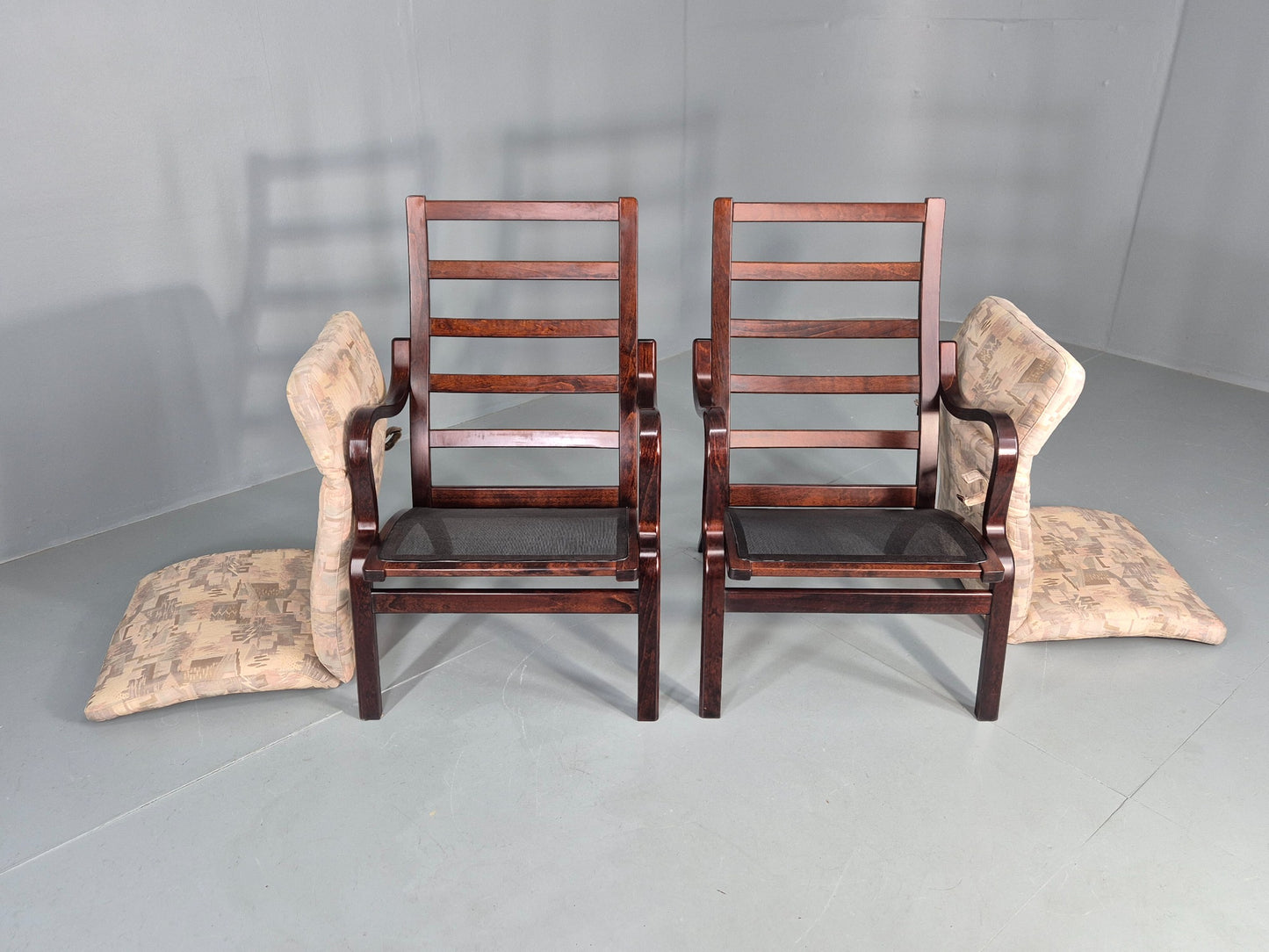 Vintage Danish Bentwood Lounge Chairs 1980s Stouby Retro MCM EB12130