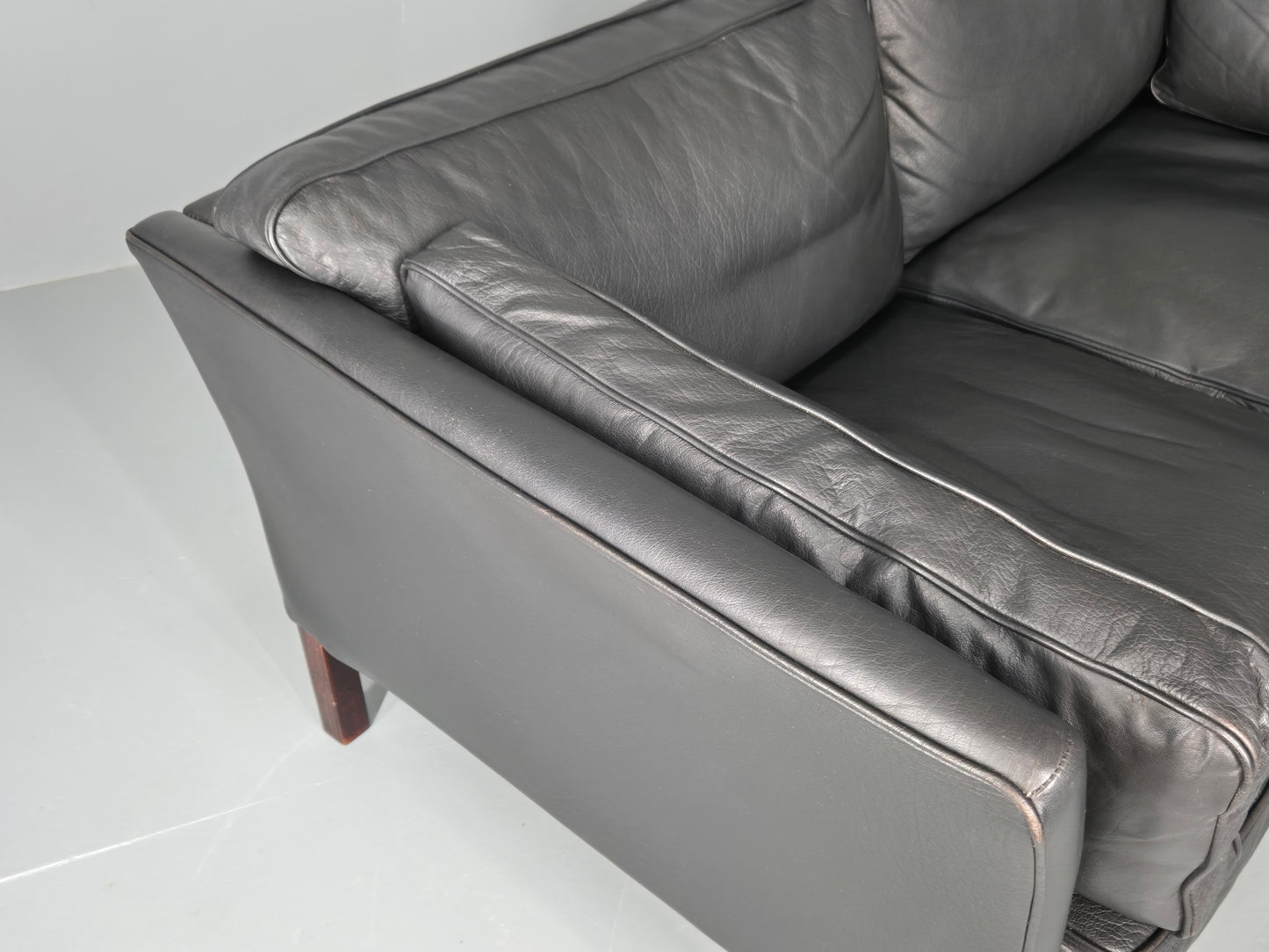 Vintage 2 Seater Sofa Stouby Danish Retro MCM Brown Leather 1980s EB12432