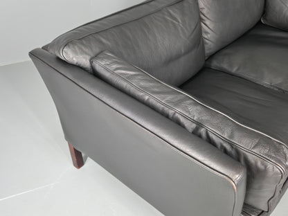 Vintage 2 Seater Sofa Stouby Danish Retro MCM Brown Leather 1980s EB12432