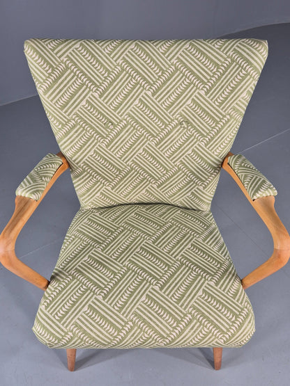 Vintage 1950s Lounge Chair Cintique Beechwood Frame New Upholstery Retro EB11948