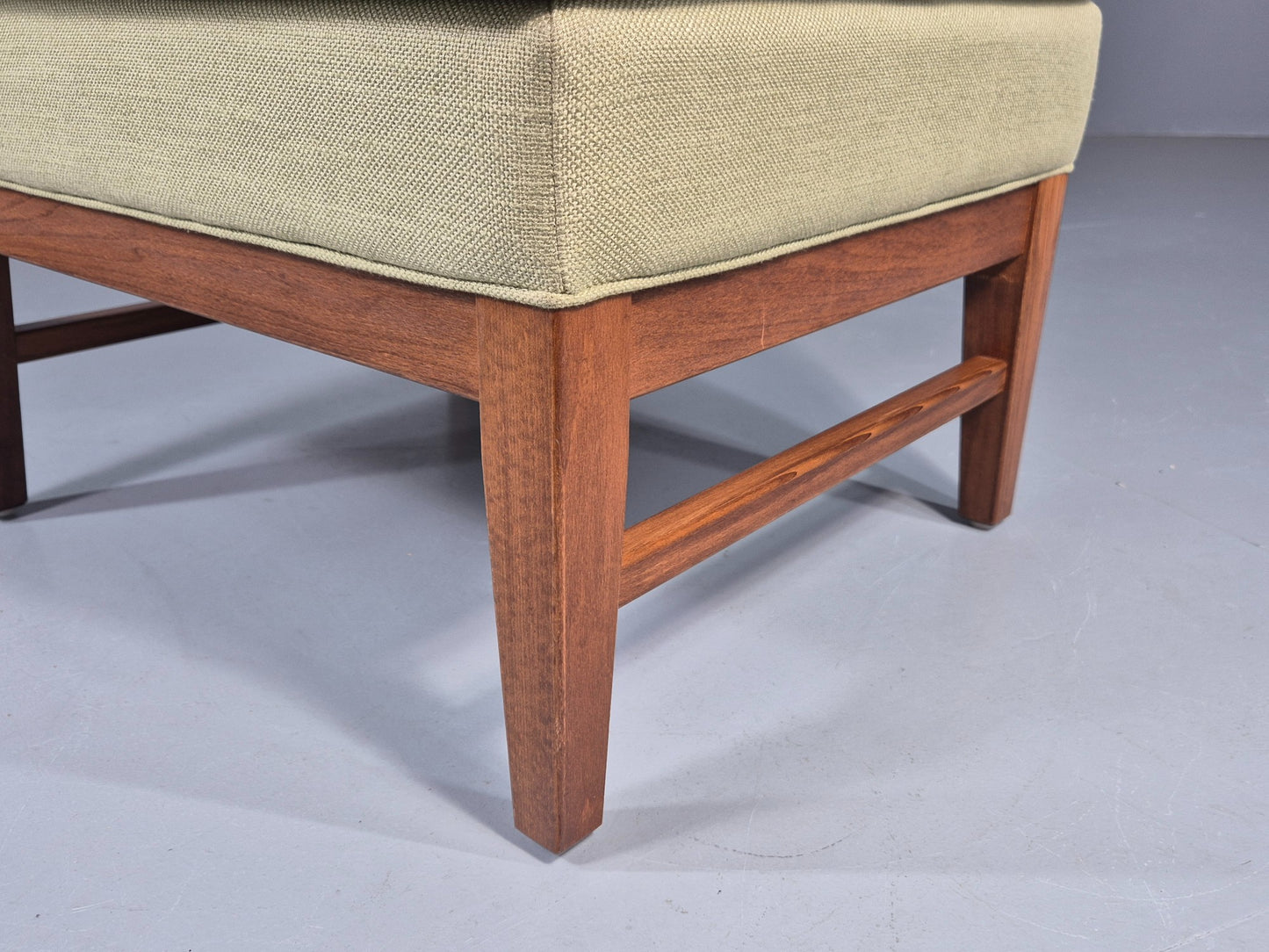 Vintage Mid Century Footstool Green Wool Teak Frame 1970s Retro EB12158