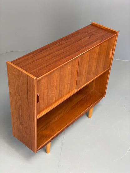 Vintage Teak Bookcase 1970s Retro Sliding Doors Gibbs Furniture Shelving EB13153
