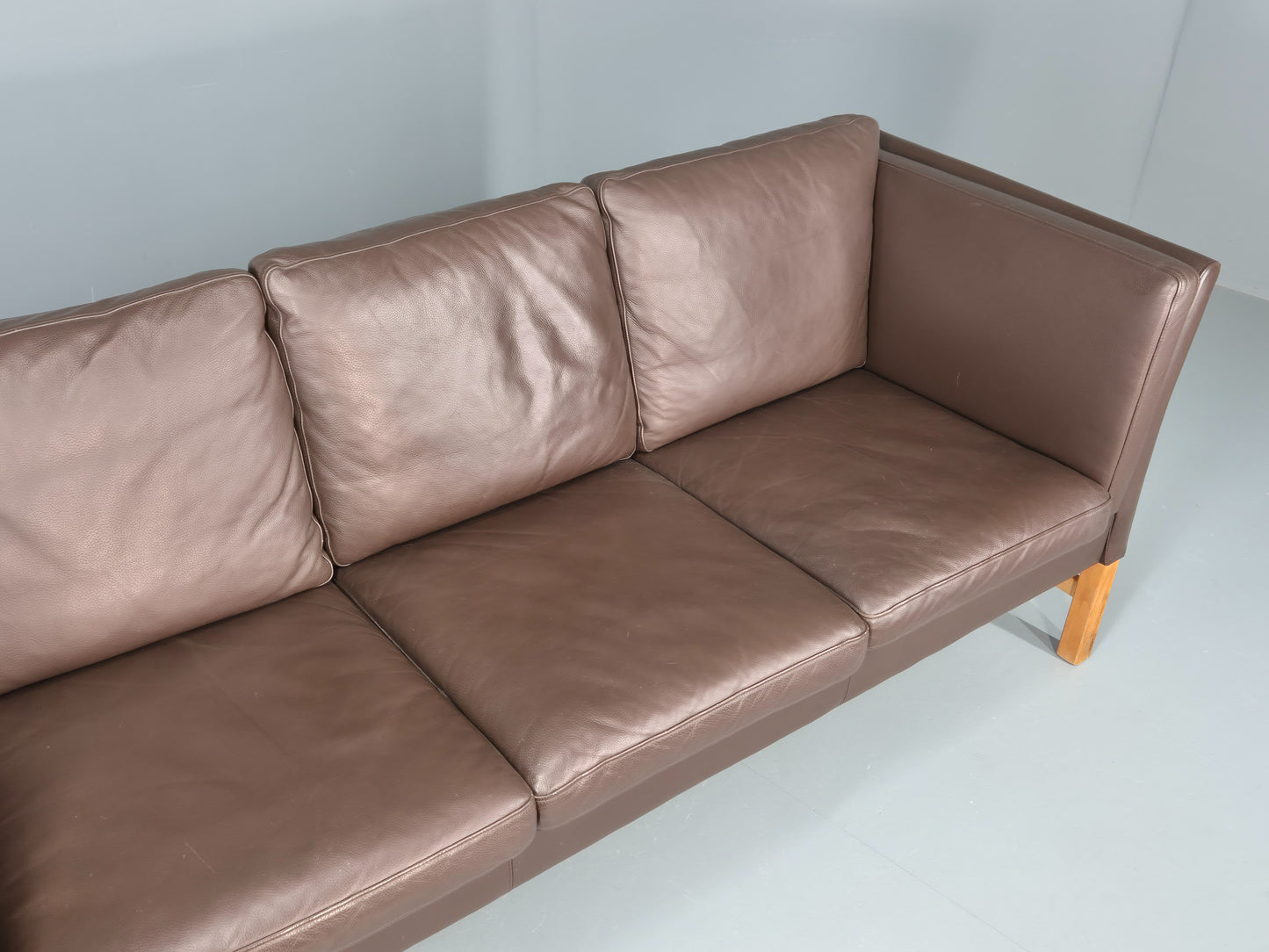 Vintage 3 Seater Sofa Danish Brown Leather Mid Century Skippers Retro EB10493