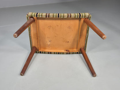 Vintage Mid Century Footstool Danish Design Wool Stripe Retro 1960s EB12099