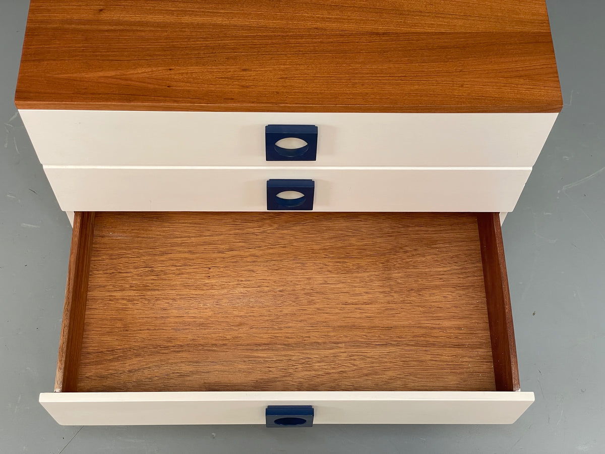 Vintage Chest Of Drawers By Uniflex Teak Retro 1960s Mid Century White EB12961