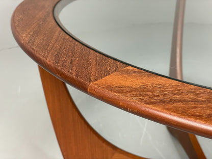 G Plan Astro Coffee Table Round Teak 1960s Mid Century Vintage Glass Top EB12072