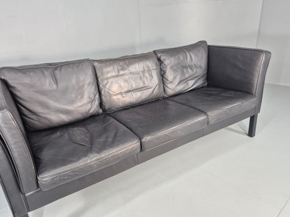 Vintage 3 Seater Sofa Danish Design Black Leather Mid Century Retro EB8627 M3SS