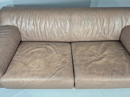 Vintage 2.5 Seater Sofa Taupe Leather Modern Design De Sede Style EB12477
