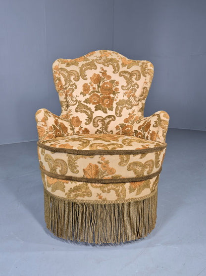 Danish 1970s Rococo Revival Bedroom Chair Gold Velour Moquette Retro EB12741