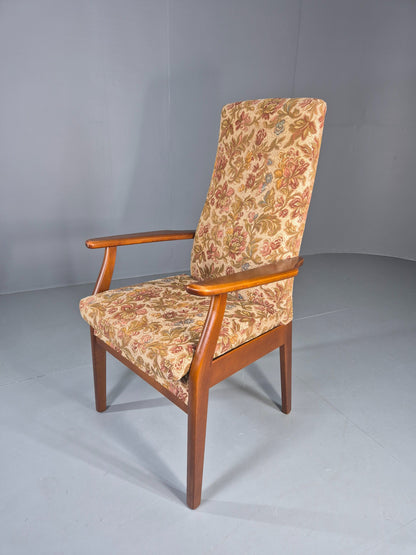Vintage Parker Knoll High Back High Seat 1960s Lounge Chair Floral EB12798
