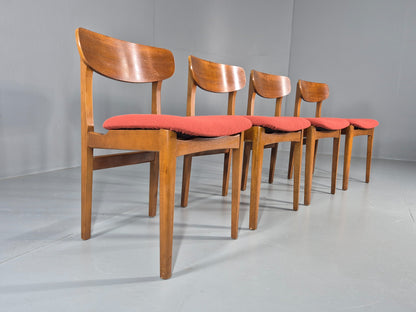 4 Vintage 1960s Dining Chairs, Beech and Teak Frames With New Upholstery EB11889