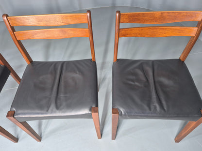 6 Vintage Danish Teak Dining Chairs Mid Century Leather Mogens Kold  EB12650