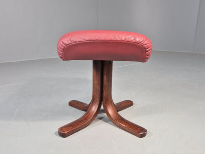 Vintage Danish Leather Footstool 1980s Retro EB09060