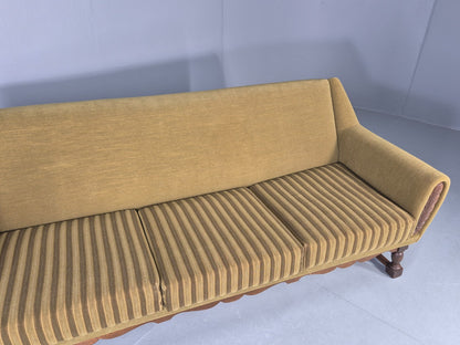 Vintage Danish 3 Seater Sofa 1970s Green Wool on Oak Frame Retro EB12752