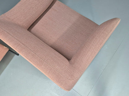 2 Roger Lewis Modern Design Armchairs Pink Wool Upholstery EB9952 MNOR