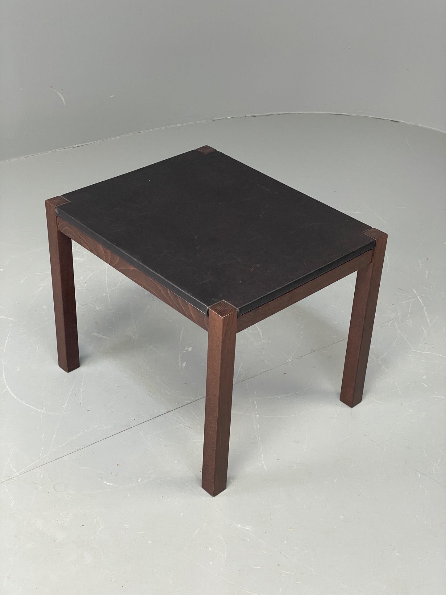 Vintage Danish Coffee Table Leather Topped Rectangular Dark Beech Wood EB12278
