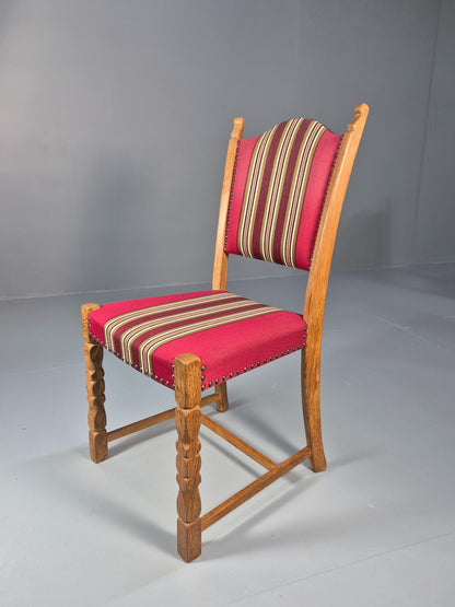 6 Vintage Kjaernulf Style Danish Oak Dining Chairs 1970s Retro Red Wool EB9535