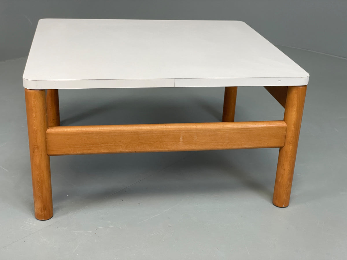 Vintage Formica Coffee Table Square White Beech 1970s Retro EB13114