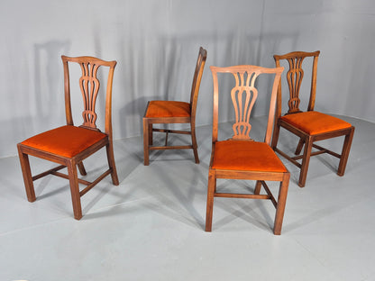 4 Hepplewhite Revival Dining Chairs 1900s Oak New Seat Pads Antique EB11932