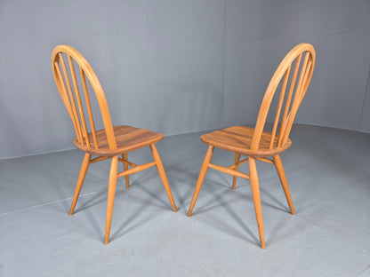 2 Ercol Windsor Chairs Elm and Beech 4 Stick Model 1960s Retro EB12269