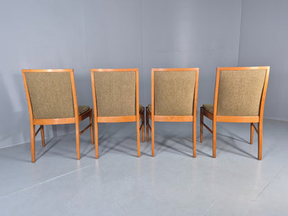 4 Vintage 1970s Elm Frame Dining Chairs Mid Century Retro Wool Seats EB12179