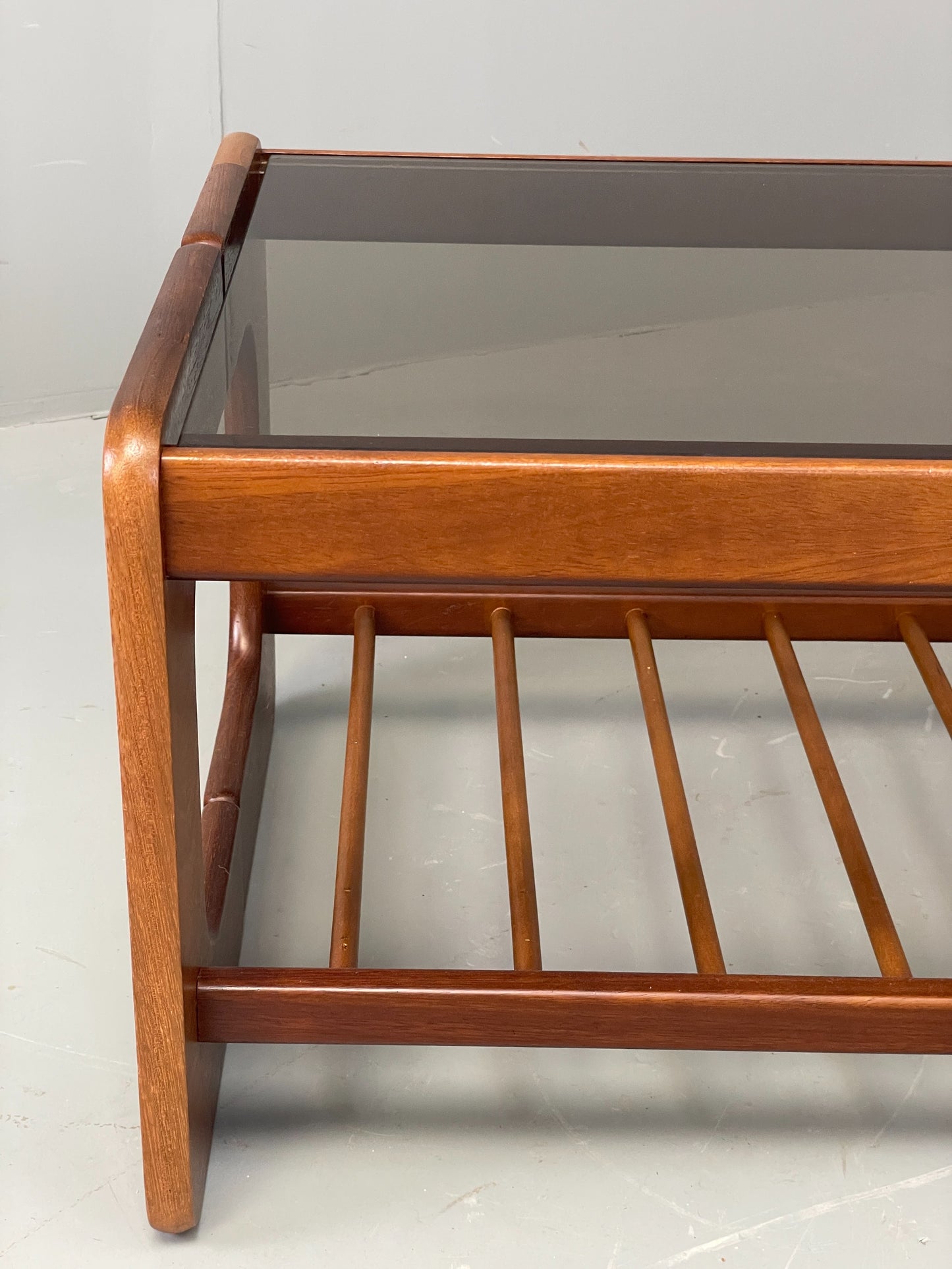 Vintage Danish Coffee Table Teak & Glass Retro 1970s Mid Century EB12304
