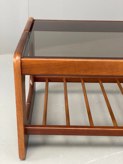 Vintage Danish Coffee Table Teak & Glass Retro 1970s Mid Century EB12304