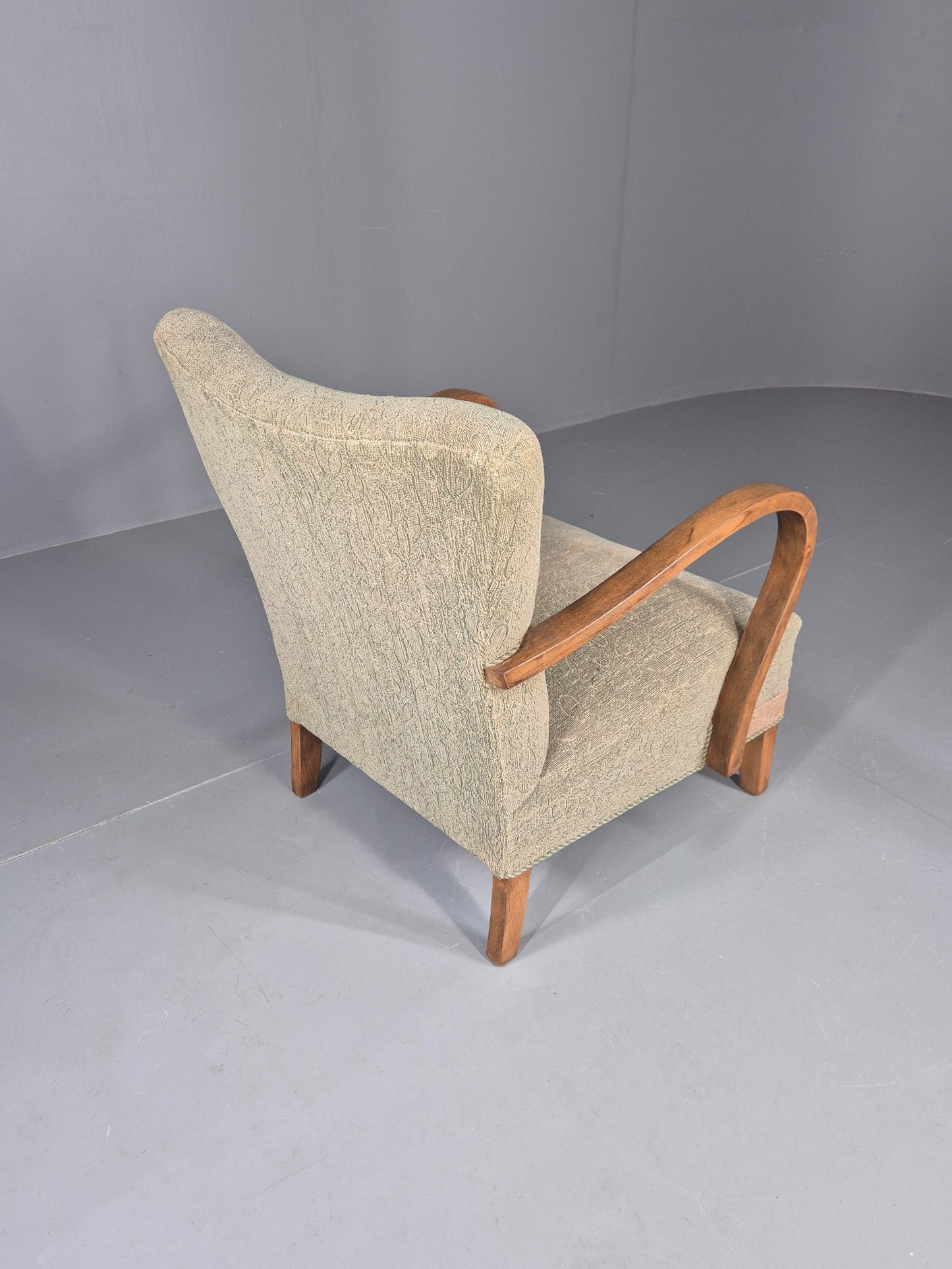 Vintage Art Deco Danish Armchair Beech Frames Original Upholstery EB11956