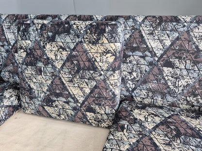 Vintage Mid Century Modern 3 Seater Sofa Swedish Abstract Fabric 1960s EB11077