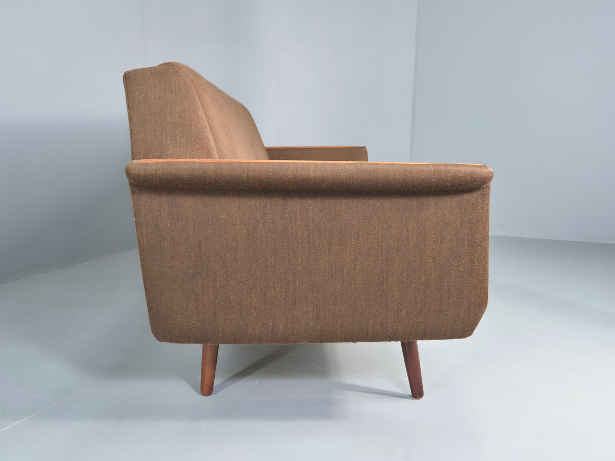 Vintage 1960s Sofa Bed Danish Green and Teak details Mid Century Classic EB09336