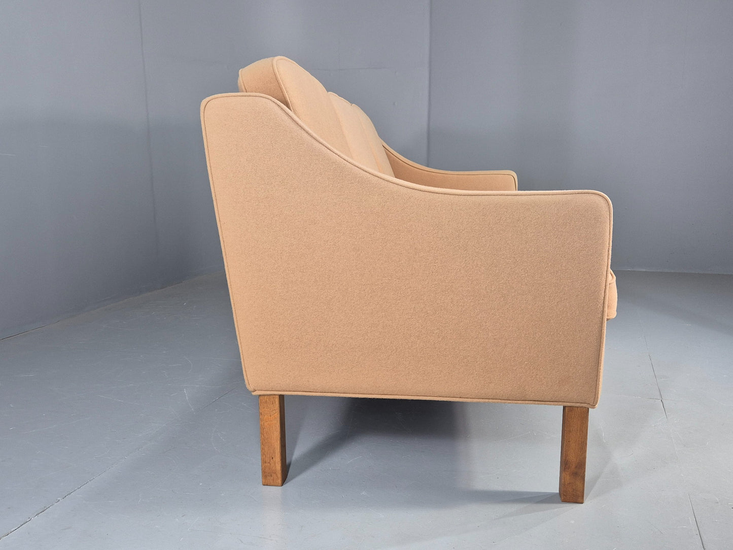 Vintage 3 Seater Sofa Beige Wool Upholstery Hurup MCM Retro 1980s EB12173