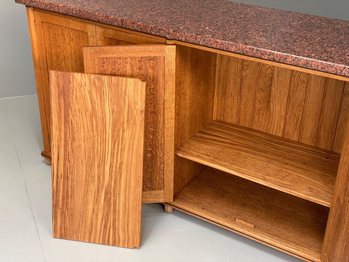 Modern Oak Granite Sideboard Solid Bespoke With Shelving Inlay EB13118