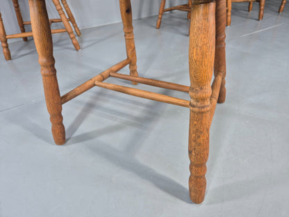 6 Vintage Windsor Armchairs Danish Made Oak Bobbin Turned 20th Century EB12671
