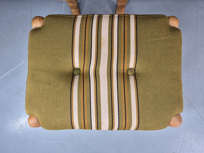 2 vintage Kjaernulf Armchairs with footstool Oak and Green Retro 1970s EB12778