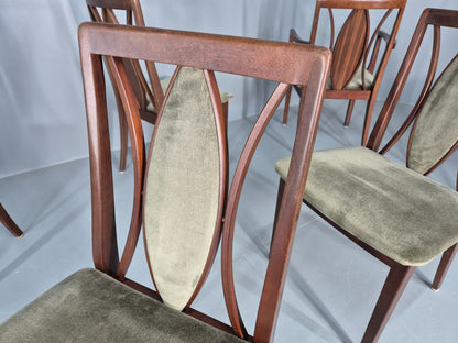 6 Vintage G Plan Teak Dining Chairs X Frame Green Seats 1970s Retro EB12260