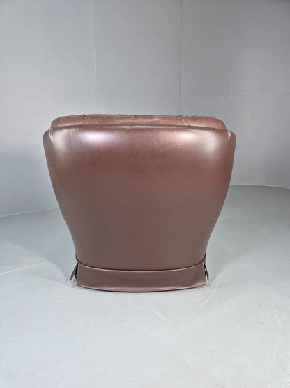 A Vintage Danish Leather and Vinyl Lounge Chair 1980s Retro MCM  EB13091