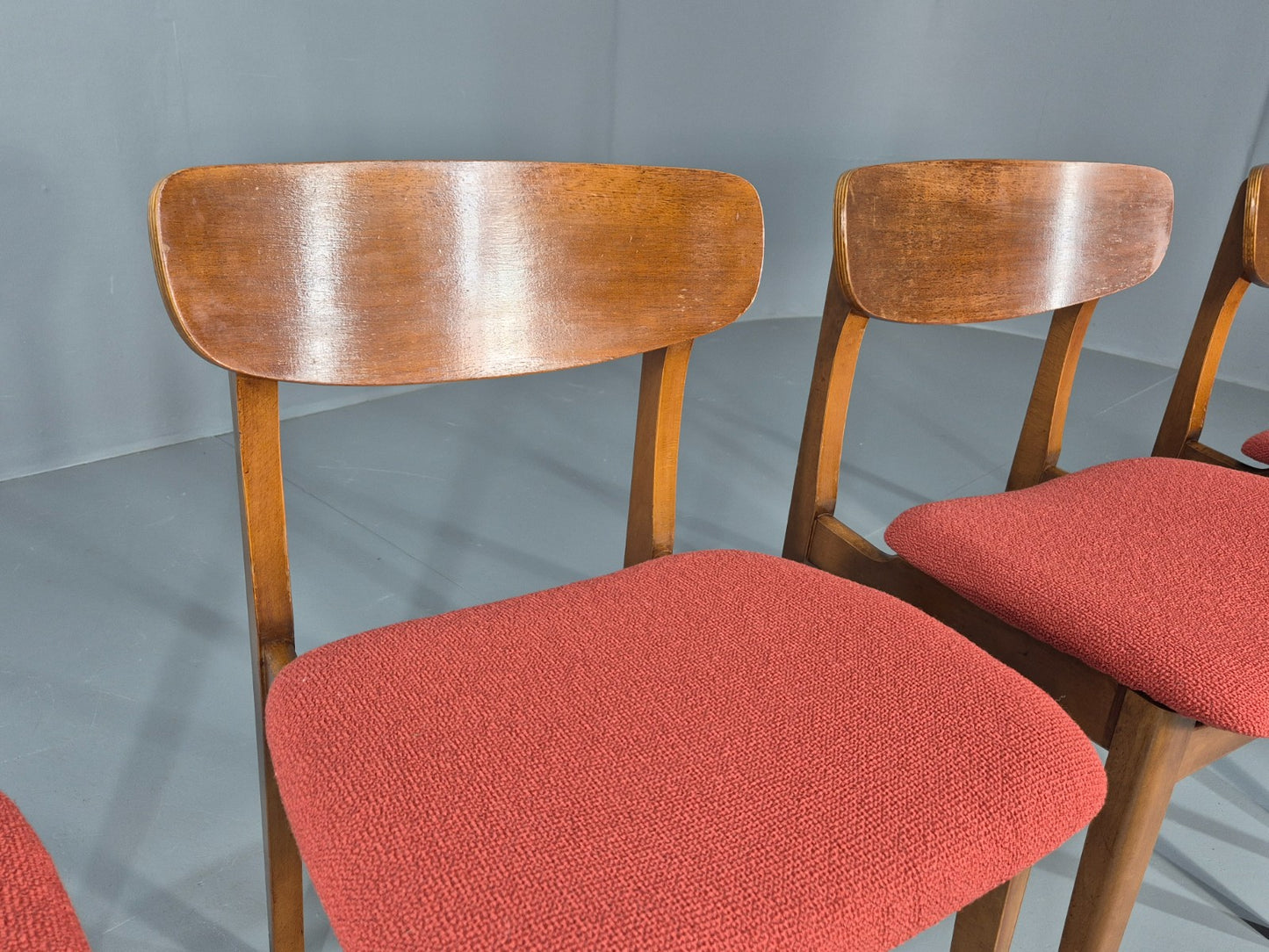 4 Vintage 1960s Dining Chairs, Beech and Teak Frames With New Upholstery EB11889