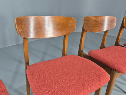 4 Vintage 1960s Dining Chairs, Beech and Teak Frames With New Upholstery EB11889
