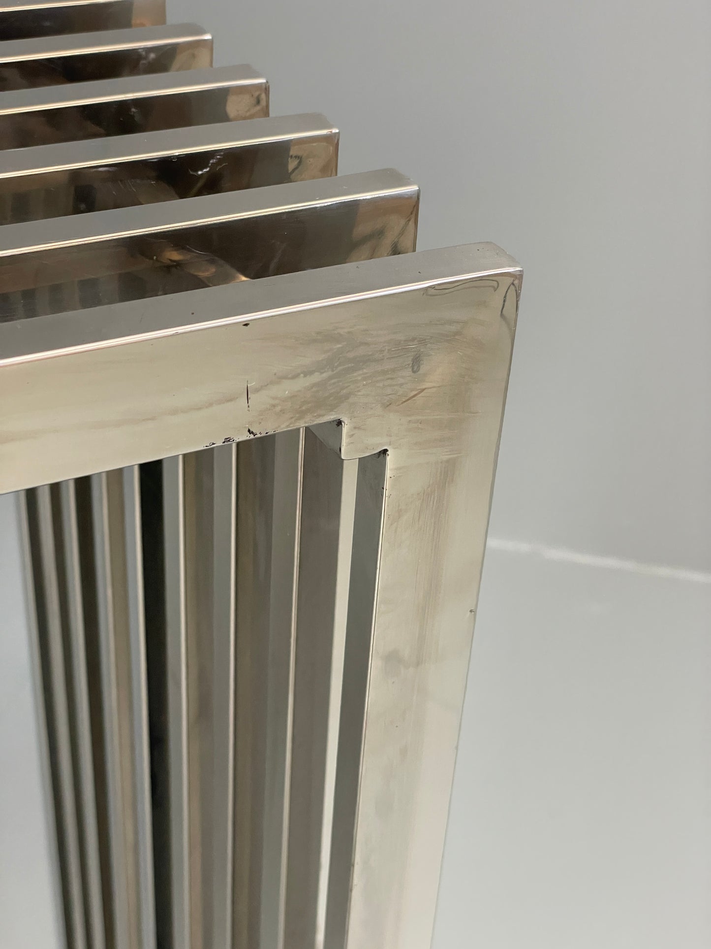 Chrome Slatted Console Table Style Of Eichholtz Modern Steel EB12887