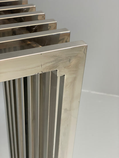 Chrome Slatted Console Table Style Of Eichholtz Modern Steel EB12887