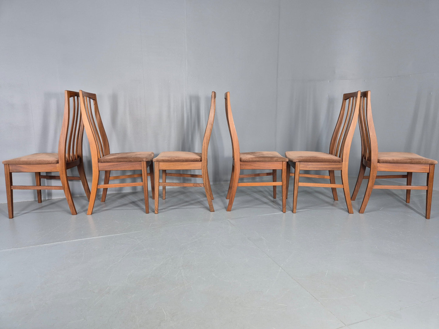 6 Vintage Mid Century Dining Chairs Teak 1970s Original Retro EB12254