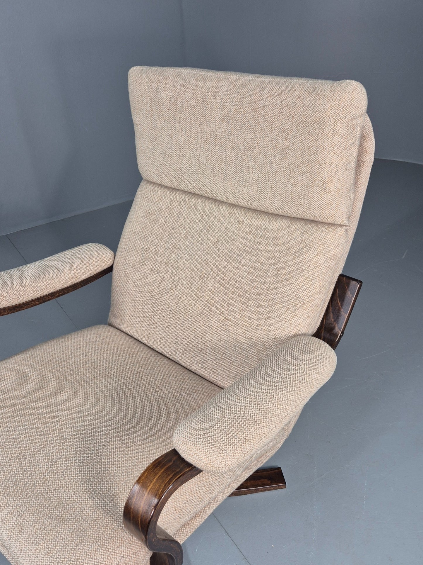 Vintage Danish Mid Century Swivel Chair Cream Bentwood Frame1970s Retro EB12123