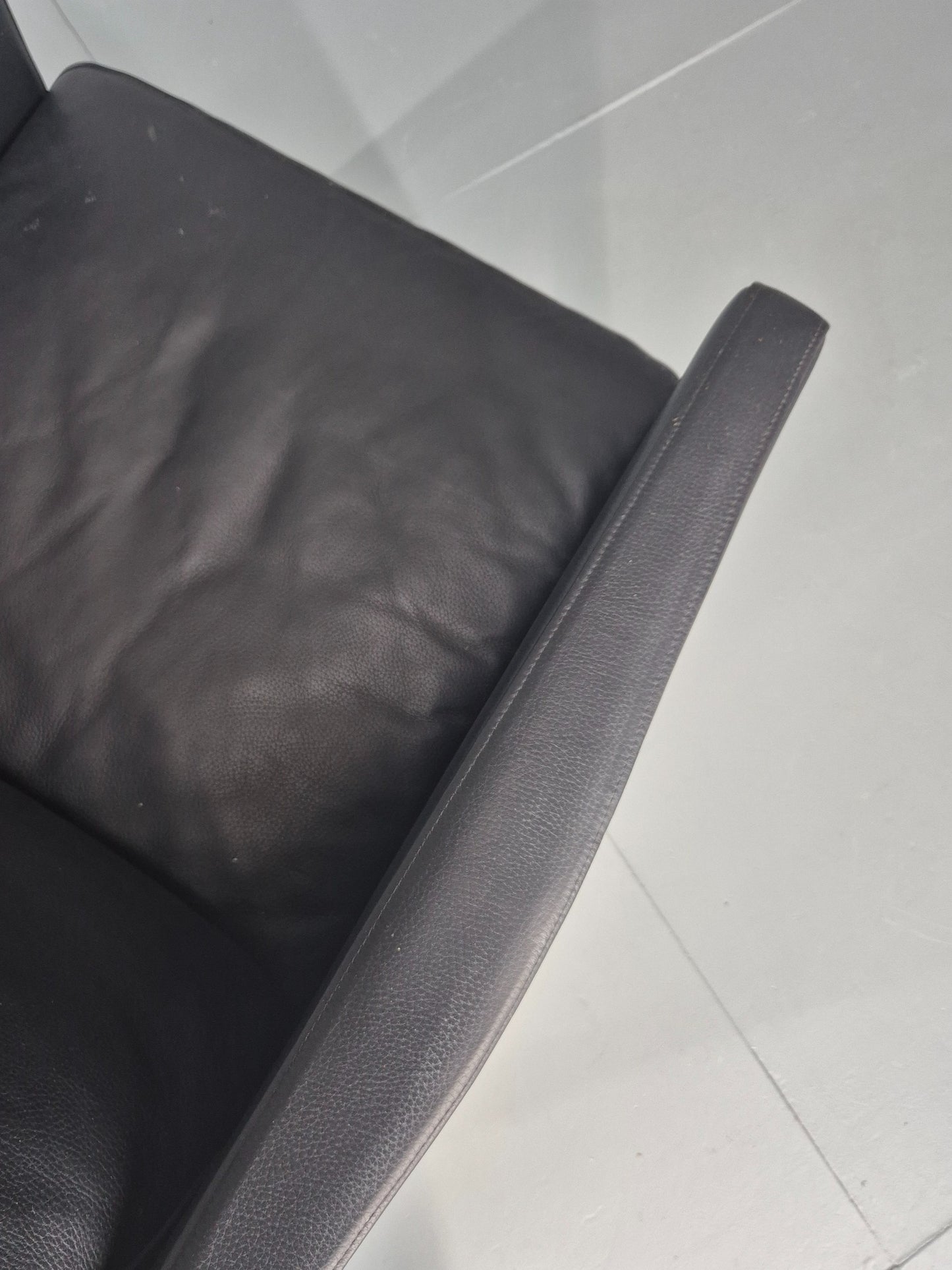 Vintage Skippers Wing Back Lounge Chair 1970s Retro Danish Black Leather EB12361