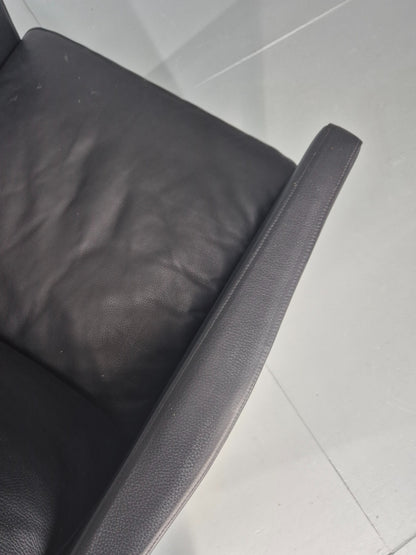 Vintage Skippers Wing Back Lounge Chair 1970s Retro Danish Black Leather EB12361