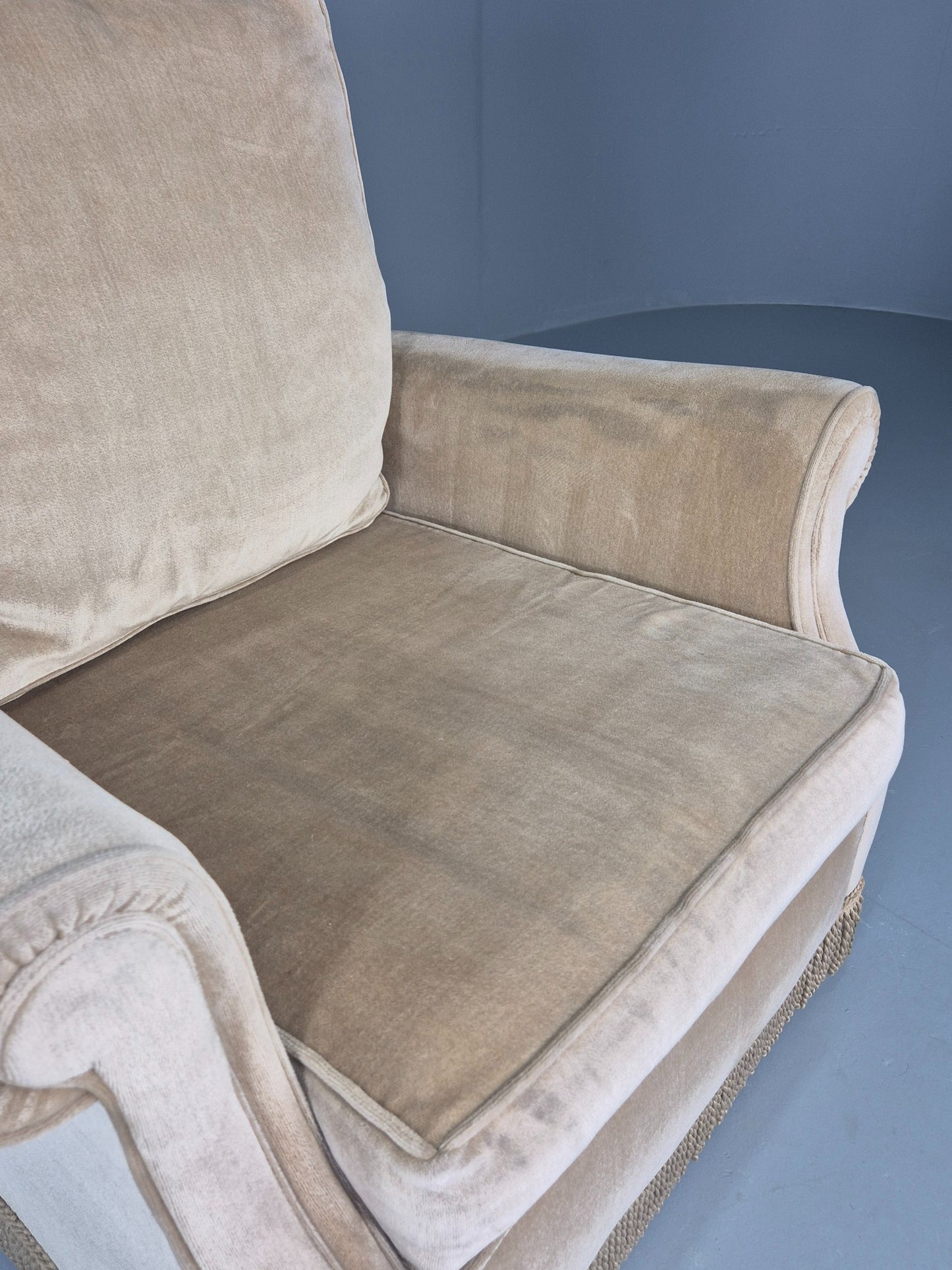 Vintage 1960s Armchair Green Velour Upholstery Mid Century Classical Design EB12471
