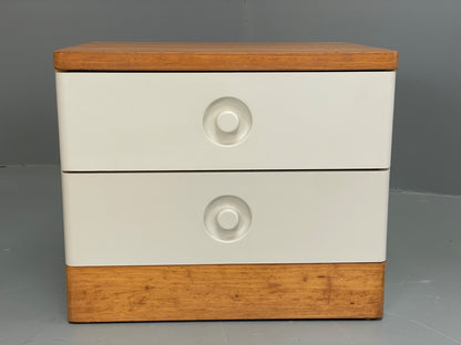 Vintage Bedside Cabinets Pair Stag White Retro 1980s Drawers Oak Top EB12956