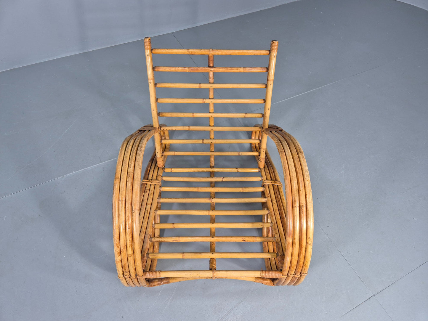 Vintage Bent Bamboo and Rattan Lounge Chair Rohe Noordwolde MCM Retro Eb12591
