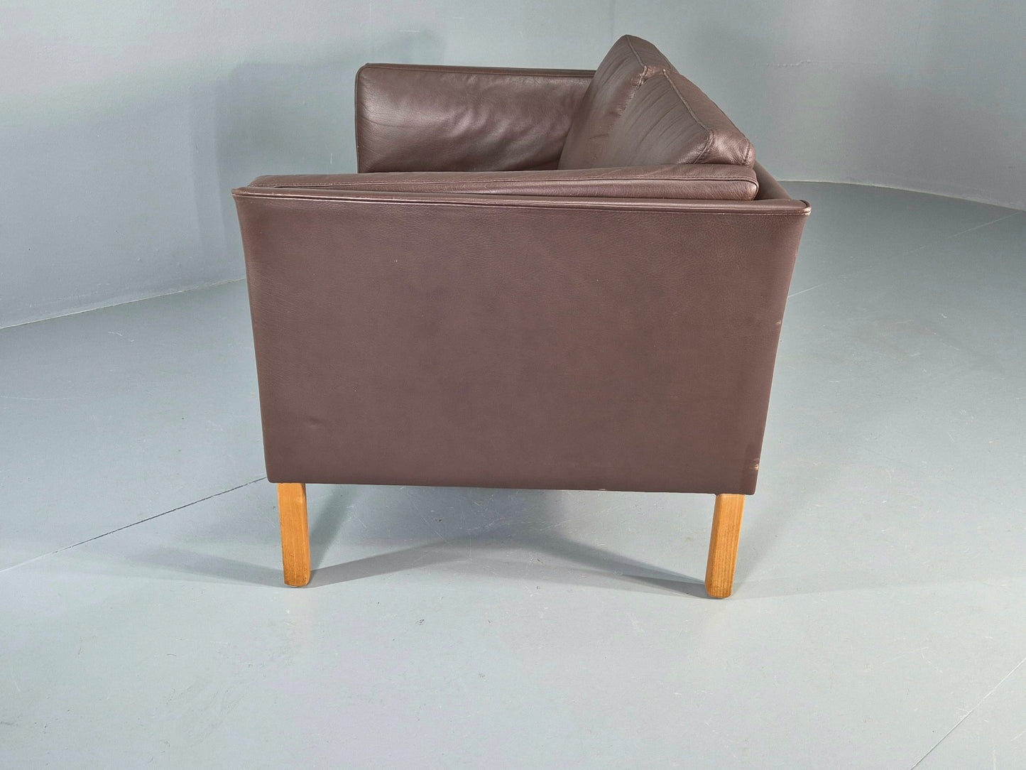 Vintage Danish 2 Seater Sofa Vemb Brown Leather 1970s Retro MCM  EB12408